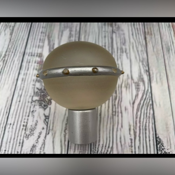 Vintage RARE Ikea Frosted Glass Round Orbit Globe Silver Curtain Rod Finials - Picture 8 of 11